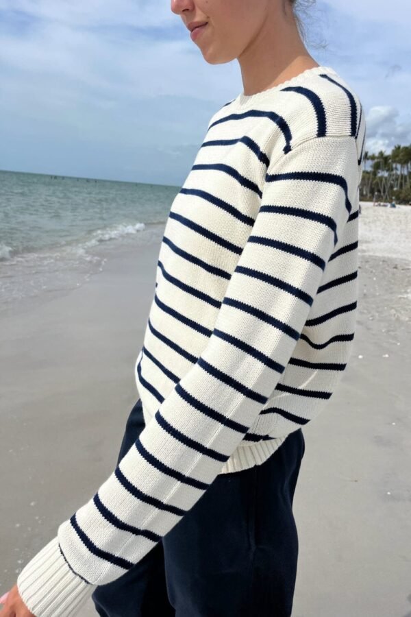 MNJ247G-Z037SV6300RC-04 Martha Cotton Thin Stripe Sweater