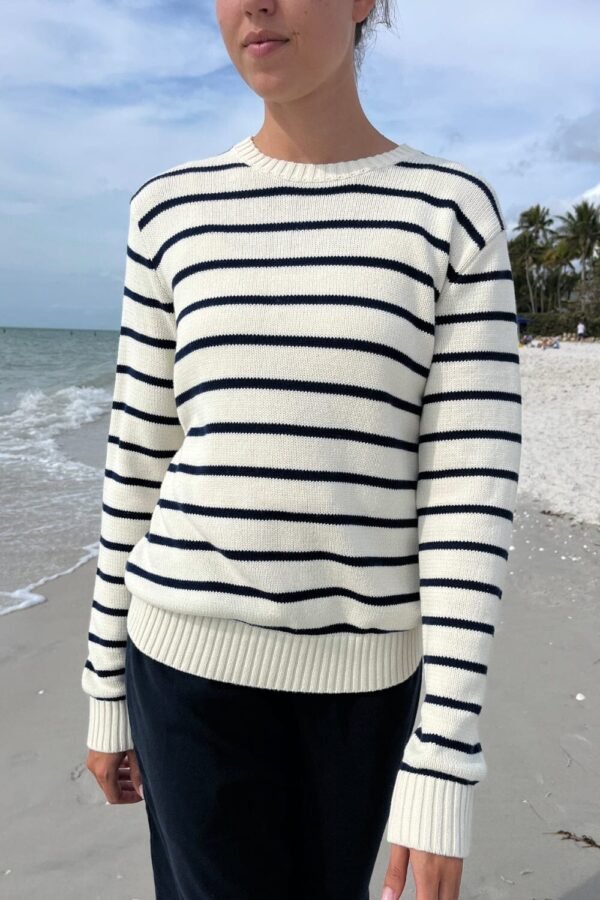 MNJ247G-Z037SV6300RC-05 Martha Cotton Thin Stripe Sweater