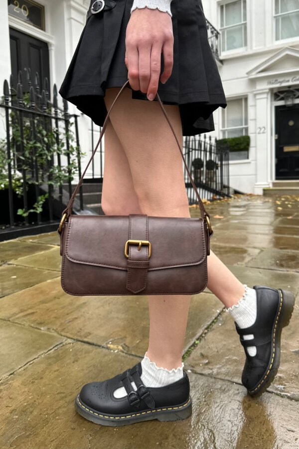 Brown Buckle Shoulder Bag