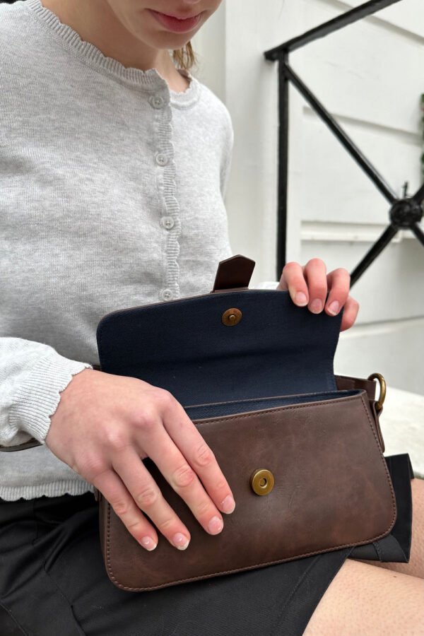 Brown Buckle Shoulder Bag