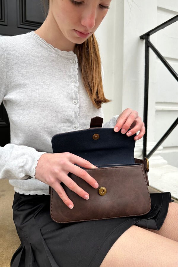 Brown Buckle Shoulder Bag