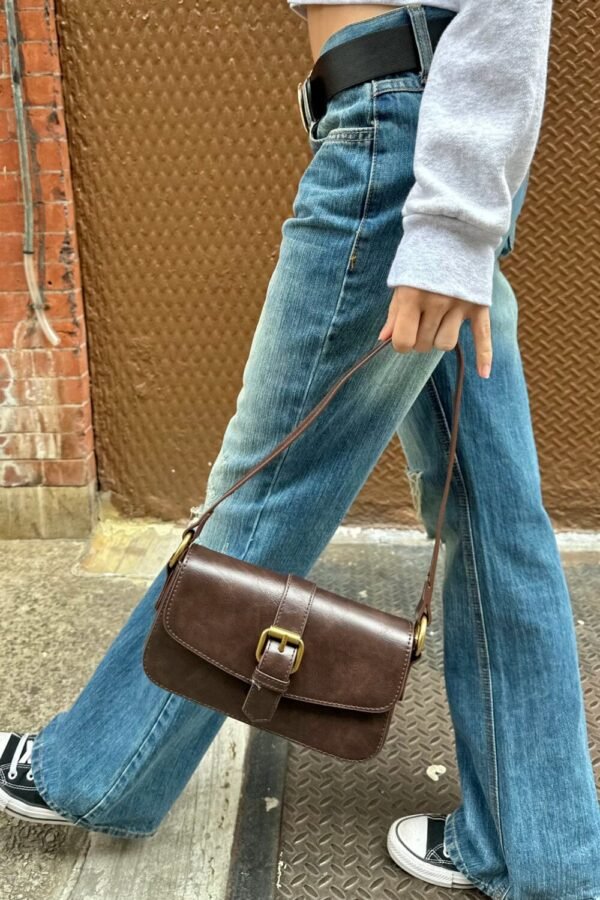Brown Buckle Shoulder Bag
