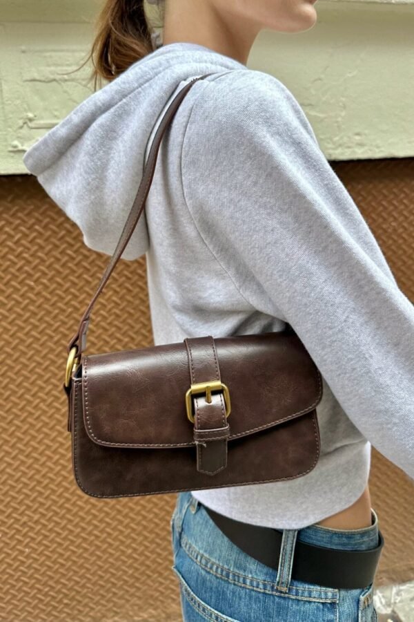 Brown Buckle Shoulder Bag