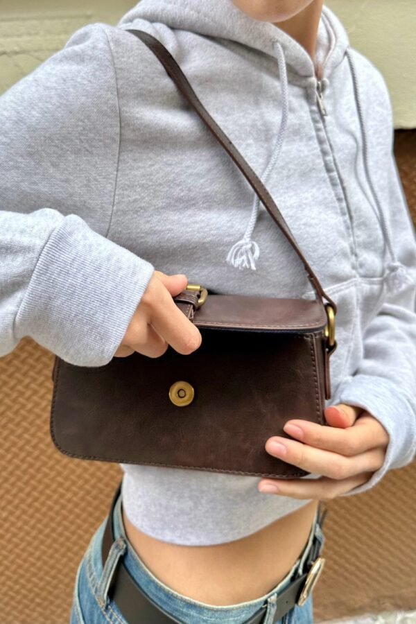 Brown Buckle Shoulder Bag