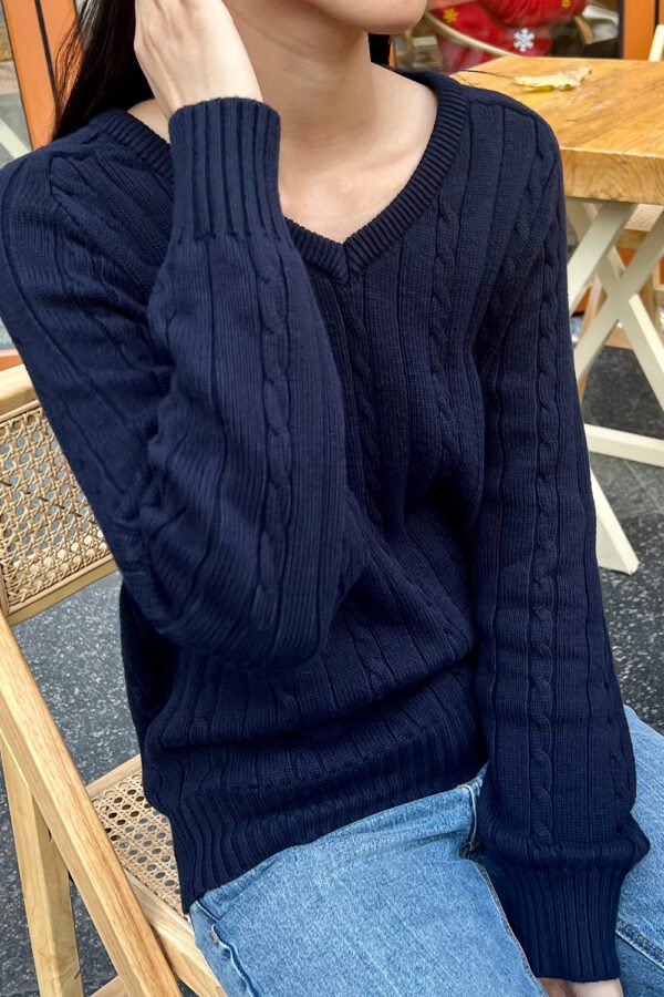 mnj201-z275s07200tr1_2 Ida Cotton Cable Knit V-Neck Sweater