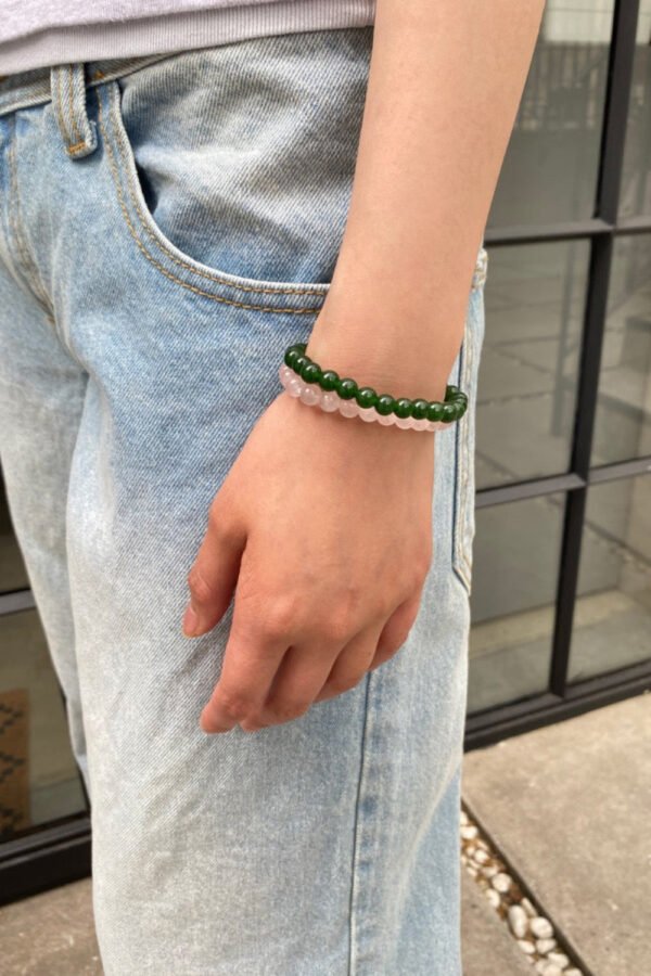 Pink And Green Beaded Bracelet