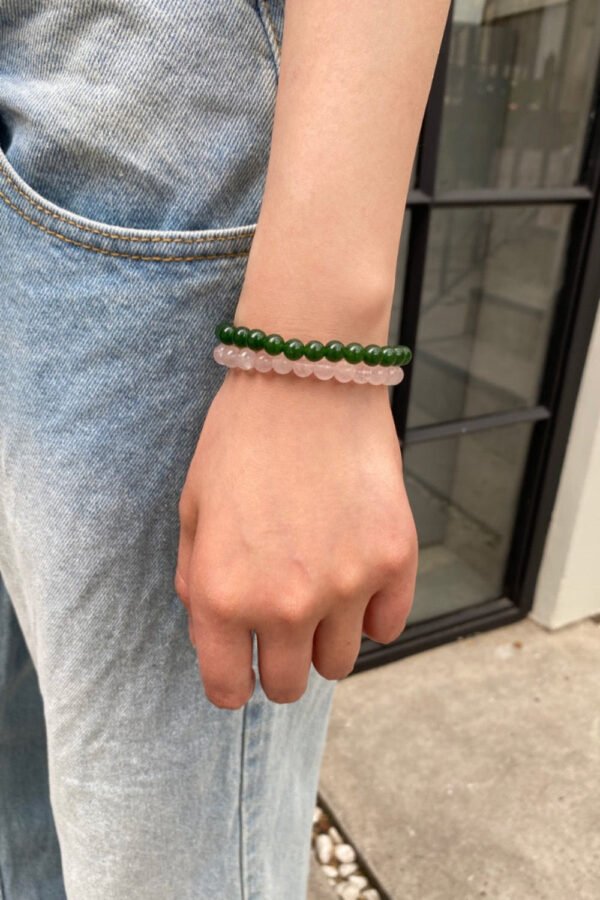 Pink And Green Beaded Bracelet
